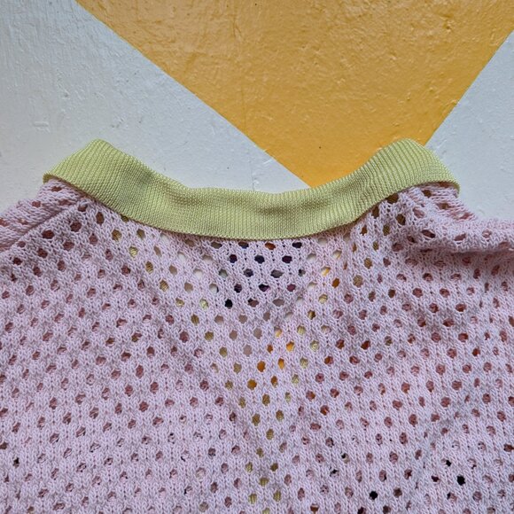 Upcycled Designer Long Sleeve Knit Granny Square Collared Crop Top Megan O'Cain - Picture 8 of 11